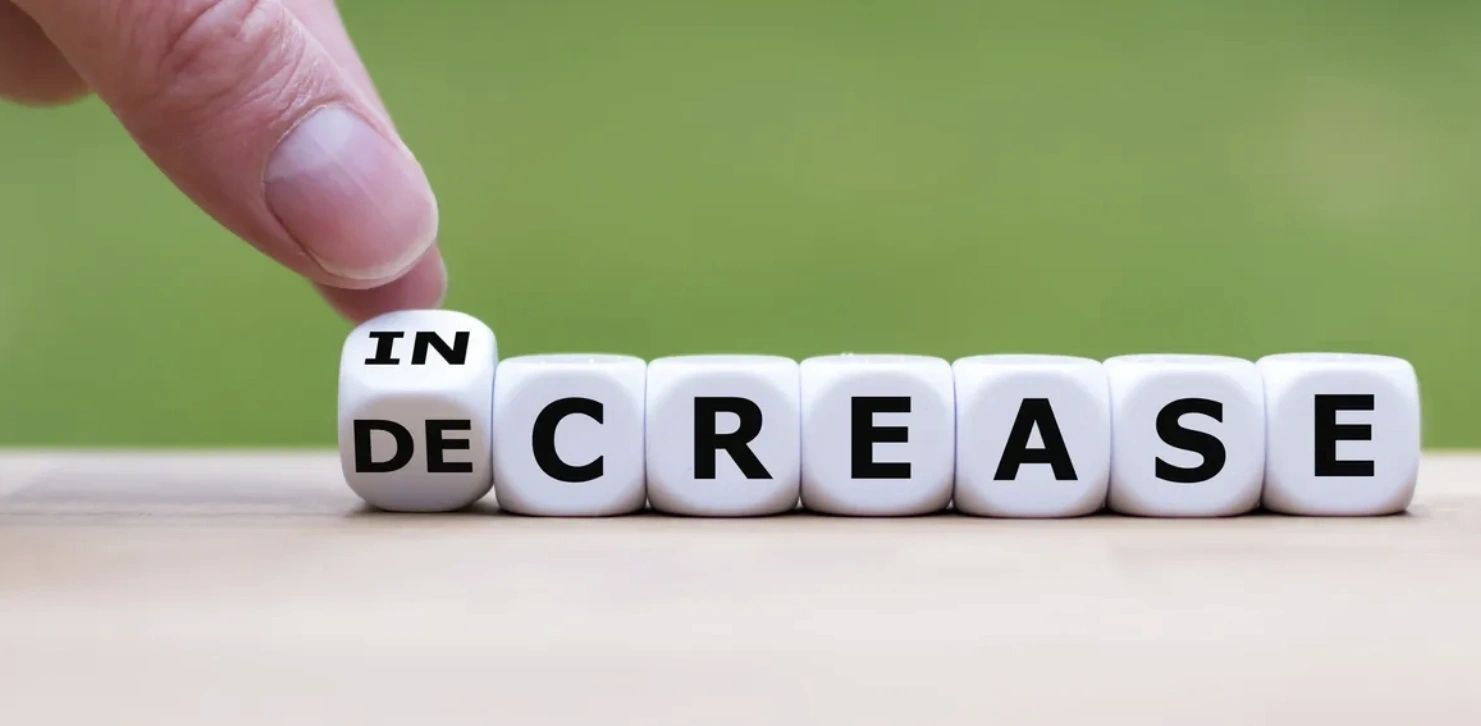 Dice spelling out increase and decrease