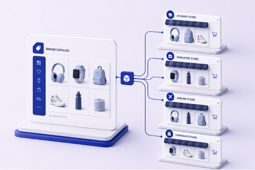 A brand catalogue distributing into the student, employee, airline and corporate stores